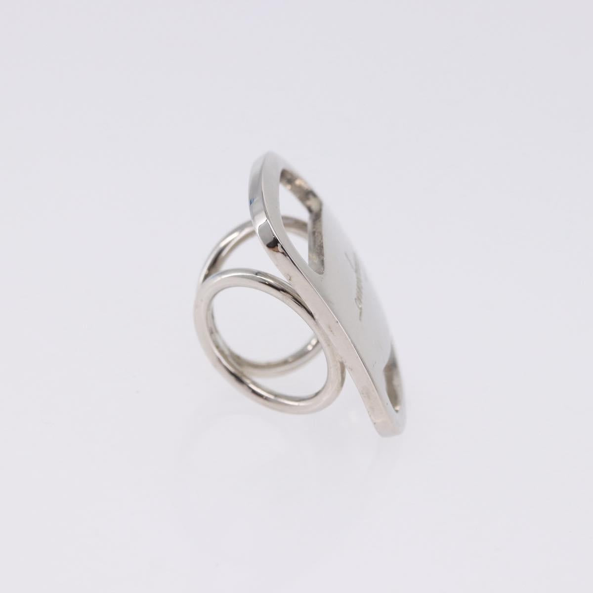 Salvatore Ferragamo Vala Scarf Ring Metal Silver Auth SW2860V