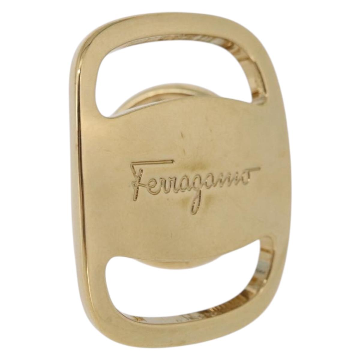 Salvatore Ferragamo Vala Scarf Ring Metal Gold Tone Auth SW2861V