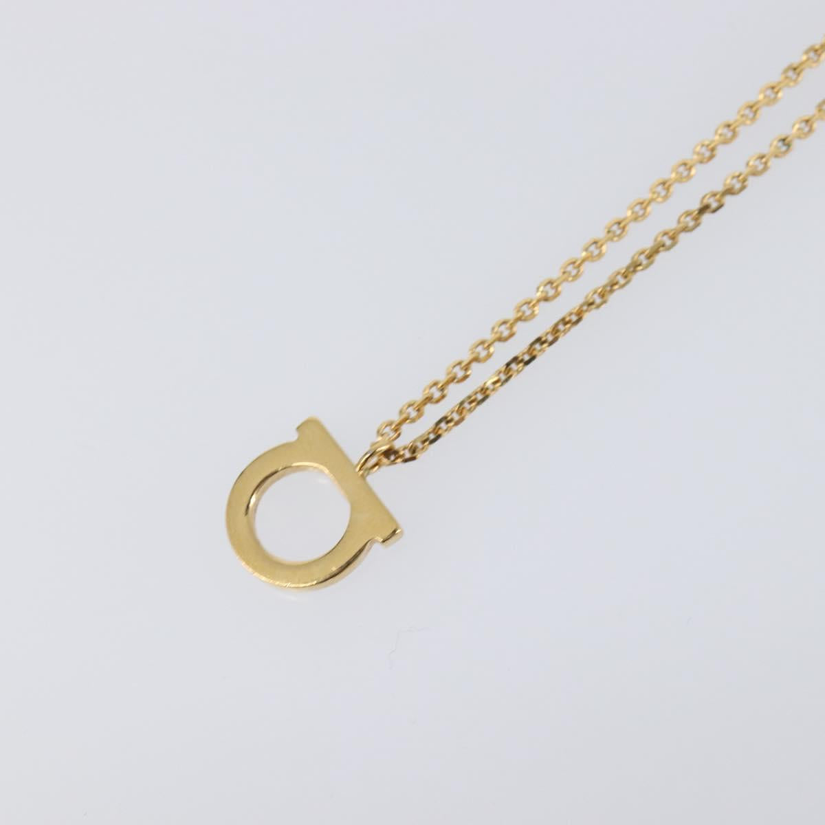 Salvatore Ferragamo Gancini Necklace metal Gold Tone Auth SW2862M