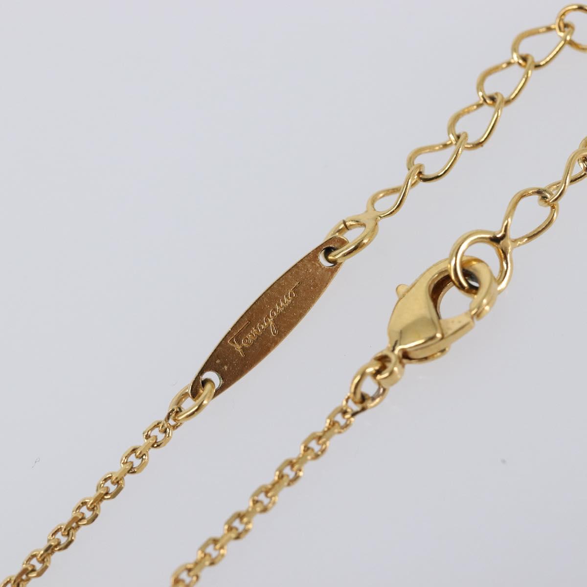 Salvatore Ferragamo Gancini Necklace metal Gold Tone Auth SW2862M