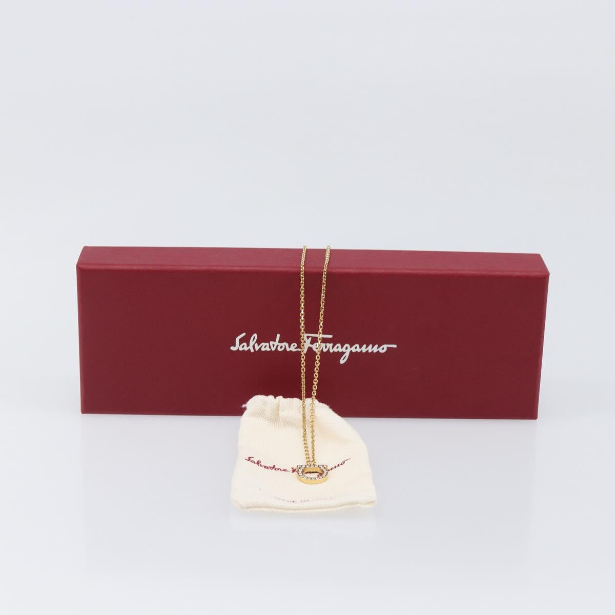 Salvatore Ferragamo Gancini Necklace metal Gold Tone Auth SW2862M