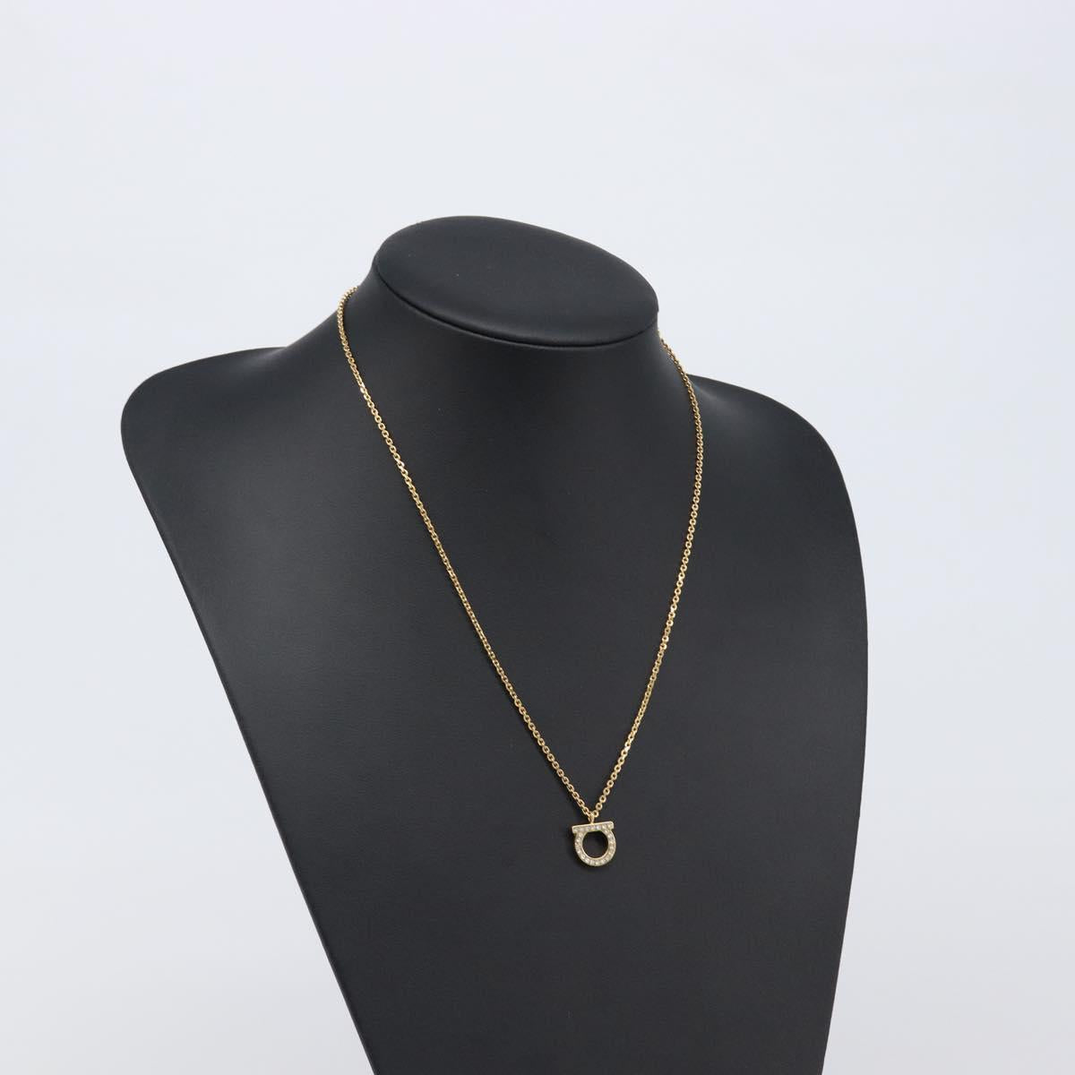 Salvatore Ferragamo Gancini Necklace metal Gold Tone Auth SW2862M