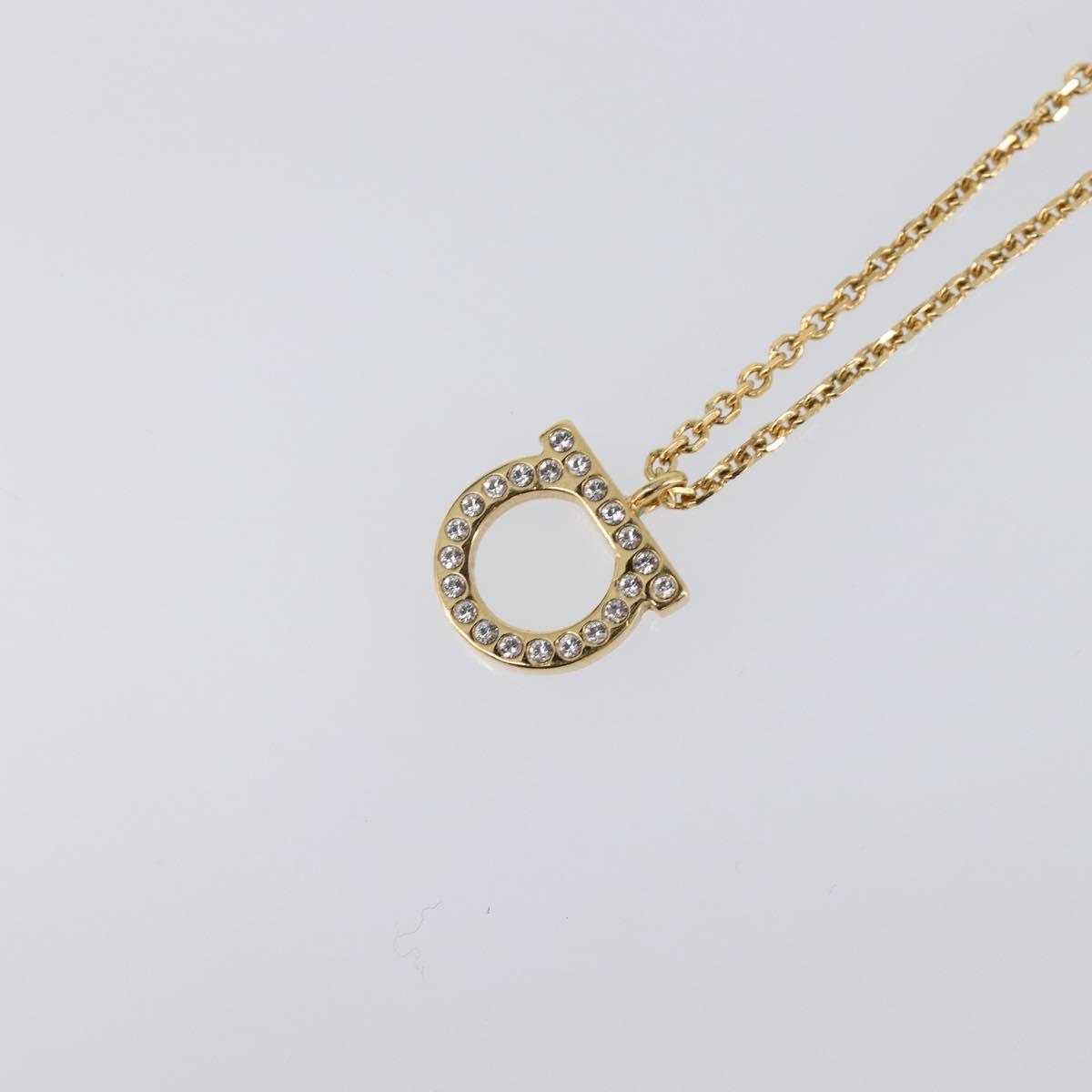 Salvatore Ferragamo Gancini Necklace metal Gold Tone Auth SW2862M