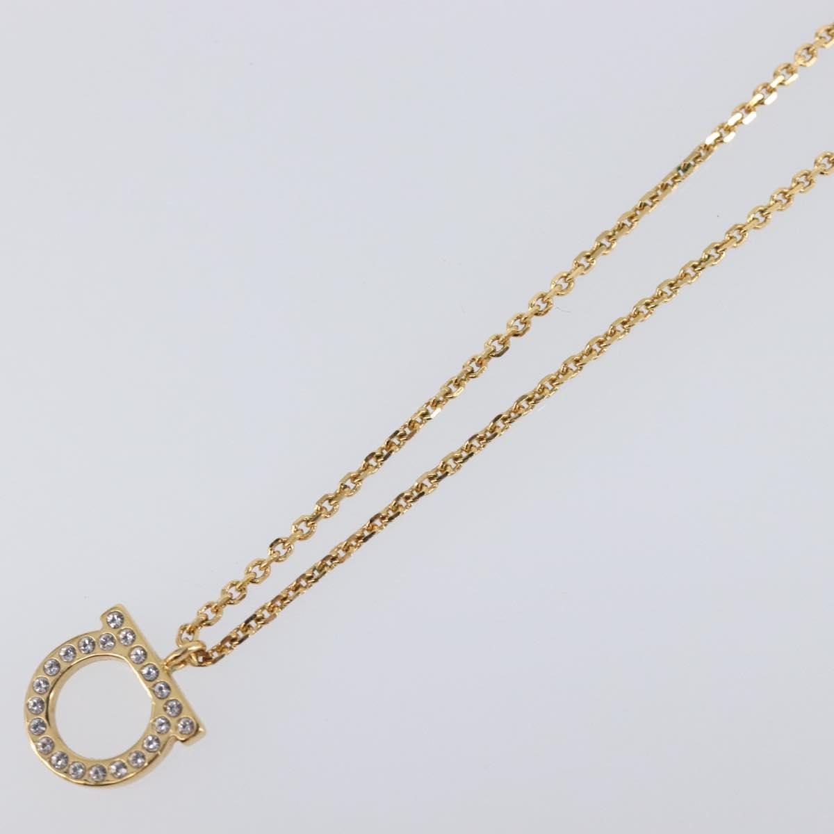 Salvatore Ferragamo Gancini Necklace metal Gold Tone Auth SW2862M