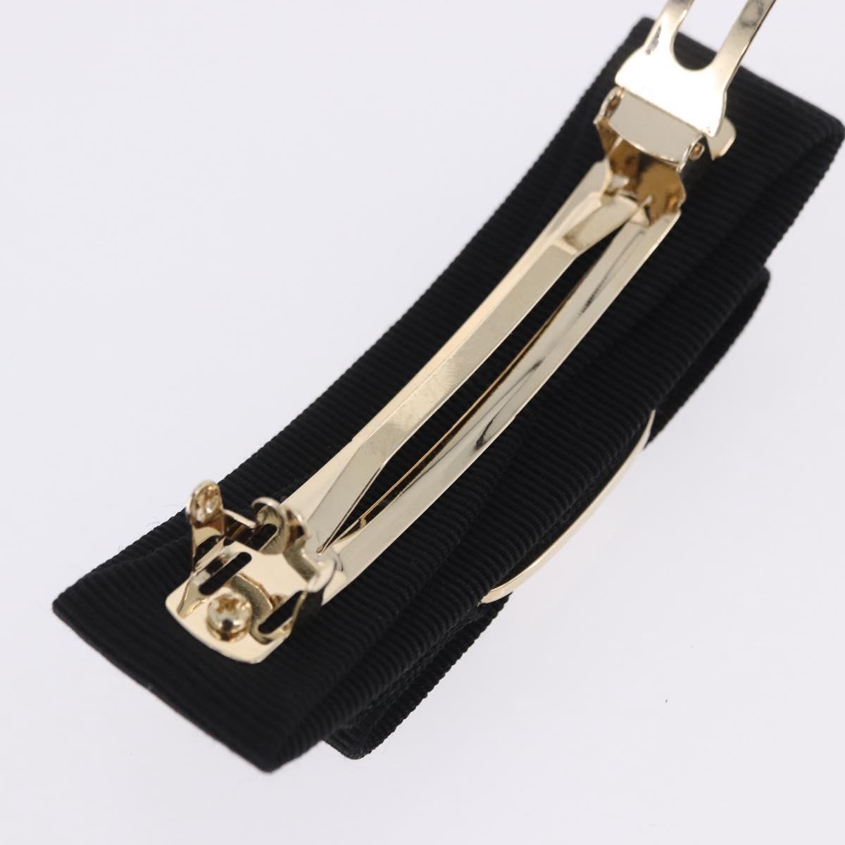 Salvatore Ferragamo Vala Valletta Hair Clip Canvas Black Gold Auth SW2863V