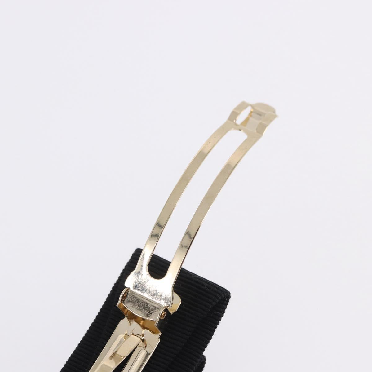 Salvatore Ferragamo Vala Valletta Hair Clip Canvas Black Gold Auth SW2863V