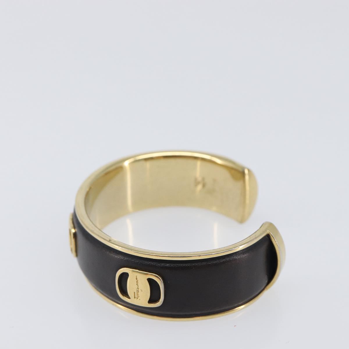 Salvatore Ferragamo Bangle Metal 2 Set Silver Black Auth SW2865