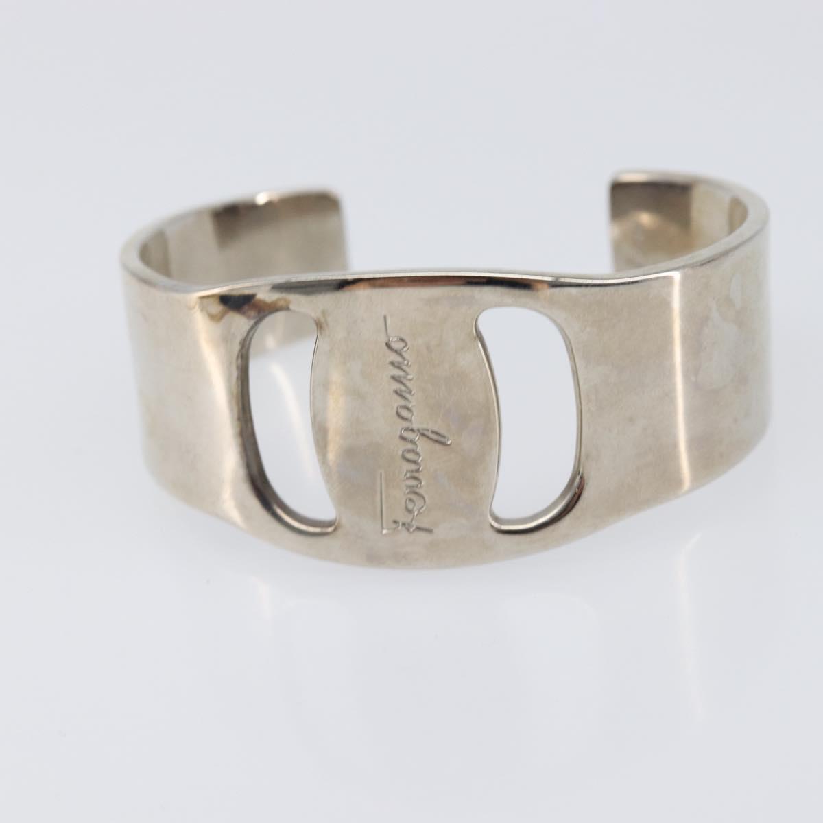Salvatore Ferragamo Bangle Metal 2 Set Silver Black Auth SW2865