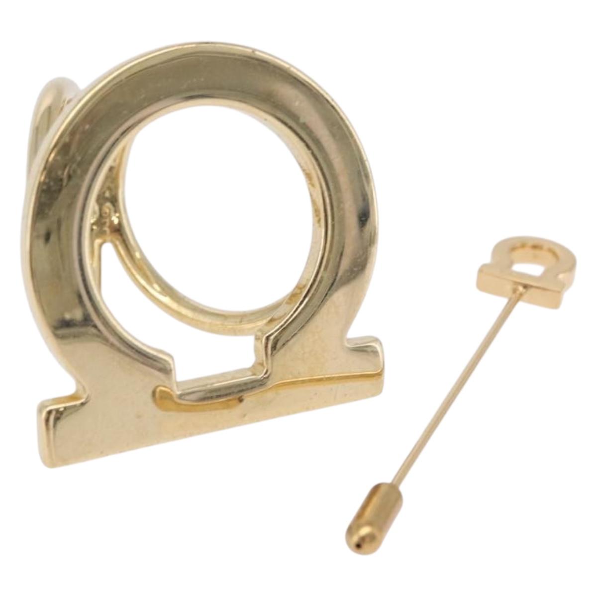 Salvatore Ferragamo Gancini Scarf Ring Metal 2 Set Gold Tone Auth SW2867