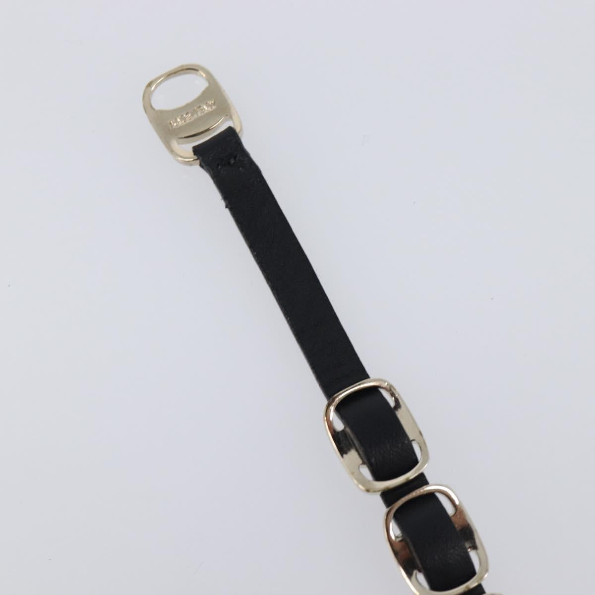 Salvatore Ferragamo Vala Bracelet Leather Black Gold Auth SW2868