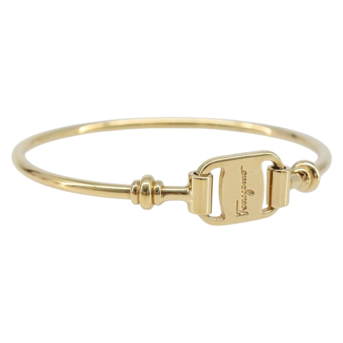 Salvatore Ferragamo Vala Bracelet Metal Gold Tone Auth SW2869V