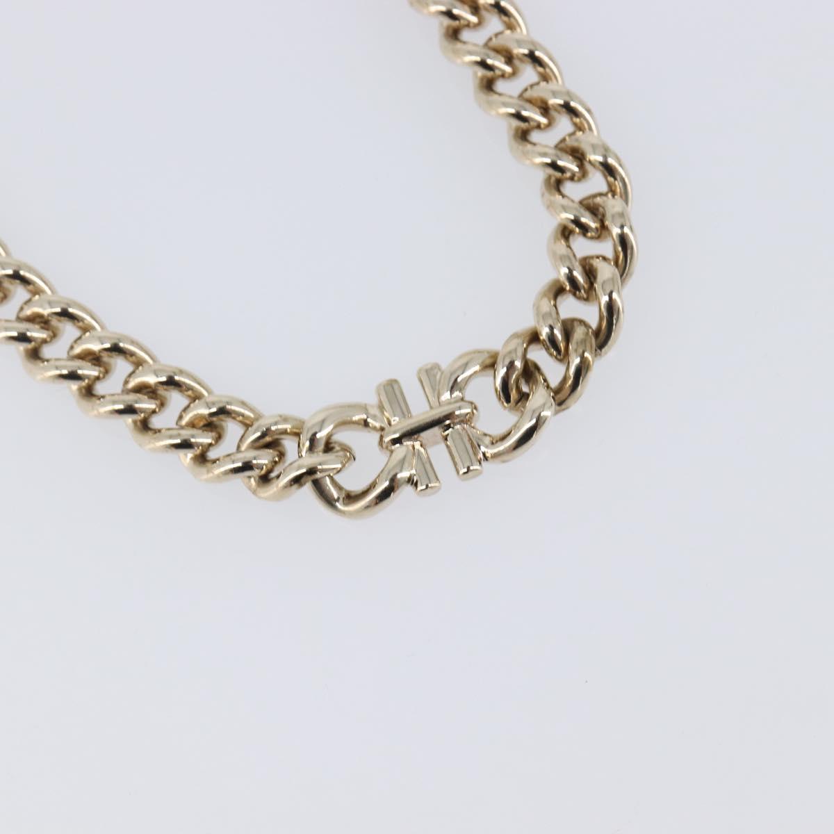 Salvatore Ferragamo Choker Necklace Metal 3 Set Gold Tone Auth SW2871