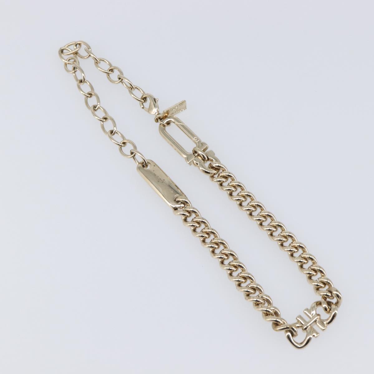 Salvatore Ferragamo Choker Necklace Metal 3 Set Gold Tone Auth SW2871