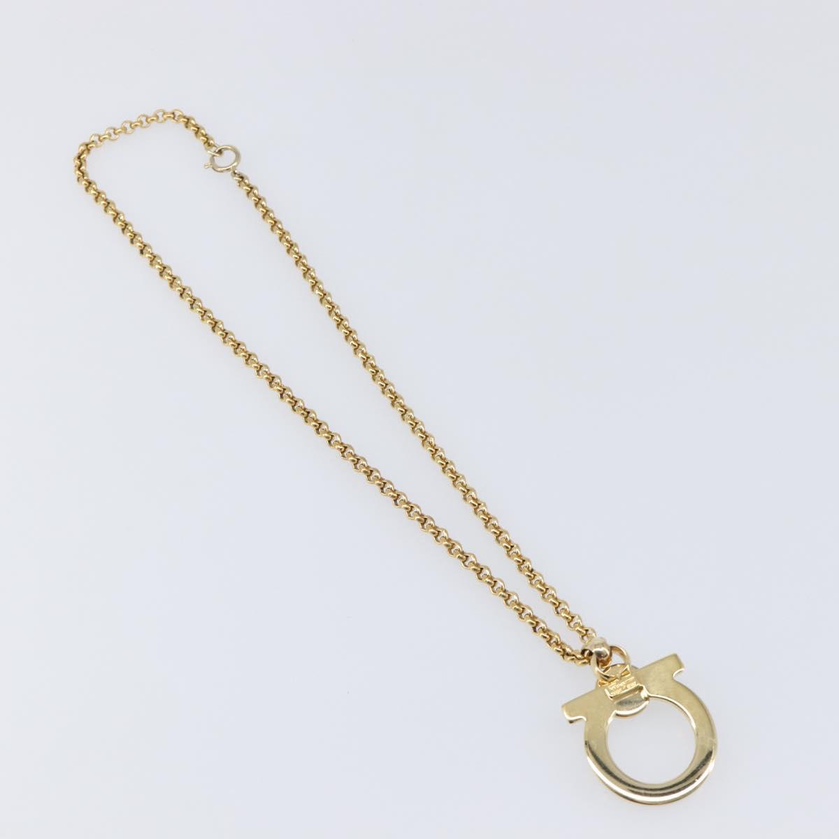 Salvatore Ferragamo Choker Necklace Metal 3 Set Gold Tone Auth SW2871