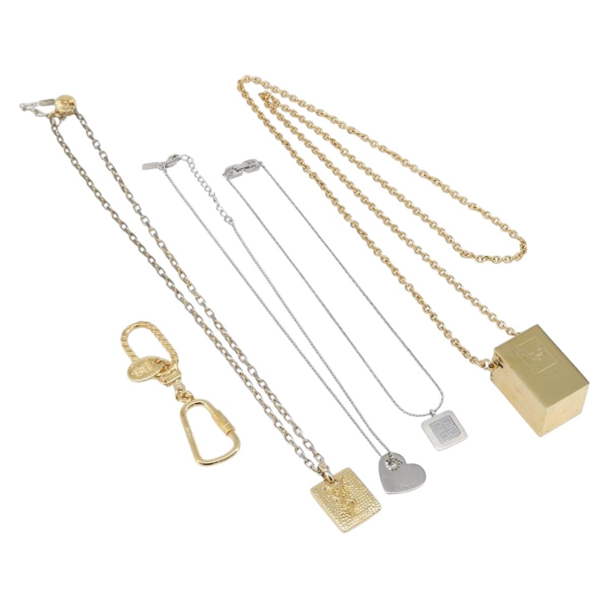 Salvatore Ferragamo Givenchy Saint Laurent Celine Necklace 5 Set Auth SW2872