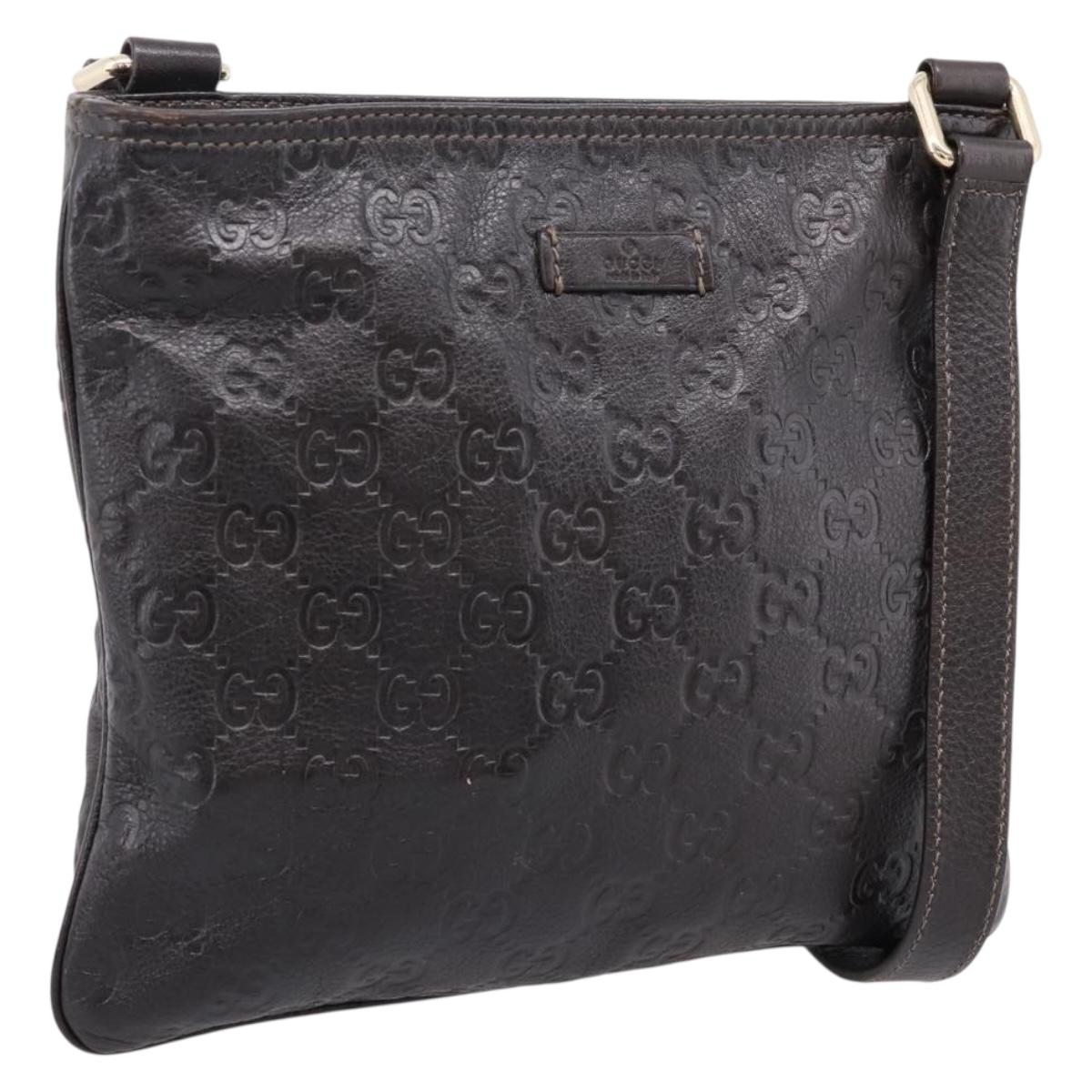 GUCCI GuccissimaGG Shoulder Bag Leather Dark Brown Gold Tone 201538 Auth SW2875V
