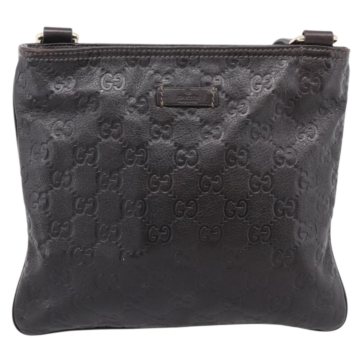 GUCCI GuccissimaGG Shoulder Bag Leather Dark Brown Gold Tone 201538 Auth SW2875V