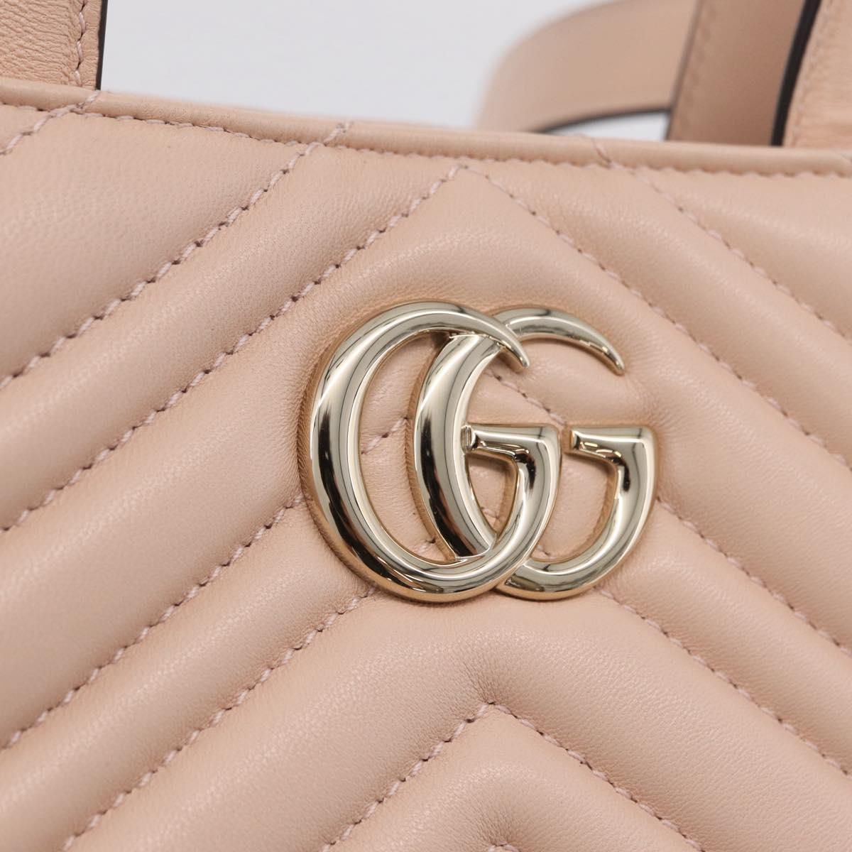 GUCCI GG Marmont Hand Bag Leather 2way Pink Gold Tone 847386 Auth SW2876M