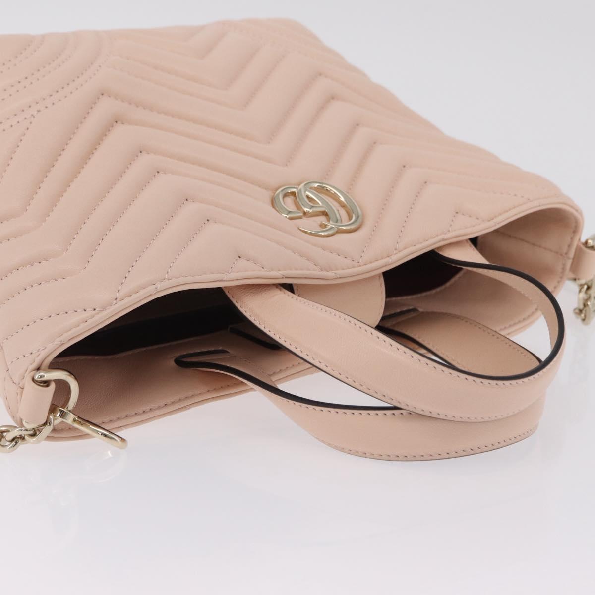 GUCCI GG Marmont Hand Bag Leather 2way Pink Gold Tone 847386 Auth SW2876M