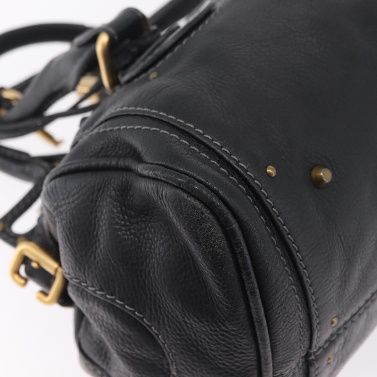 Chloe Paddington Hand Bag Leather Black Gold Tone Auth SW2877V