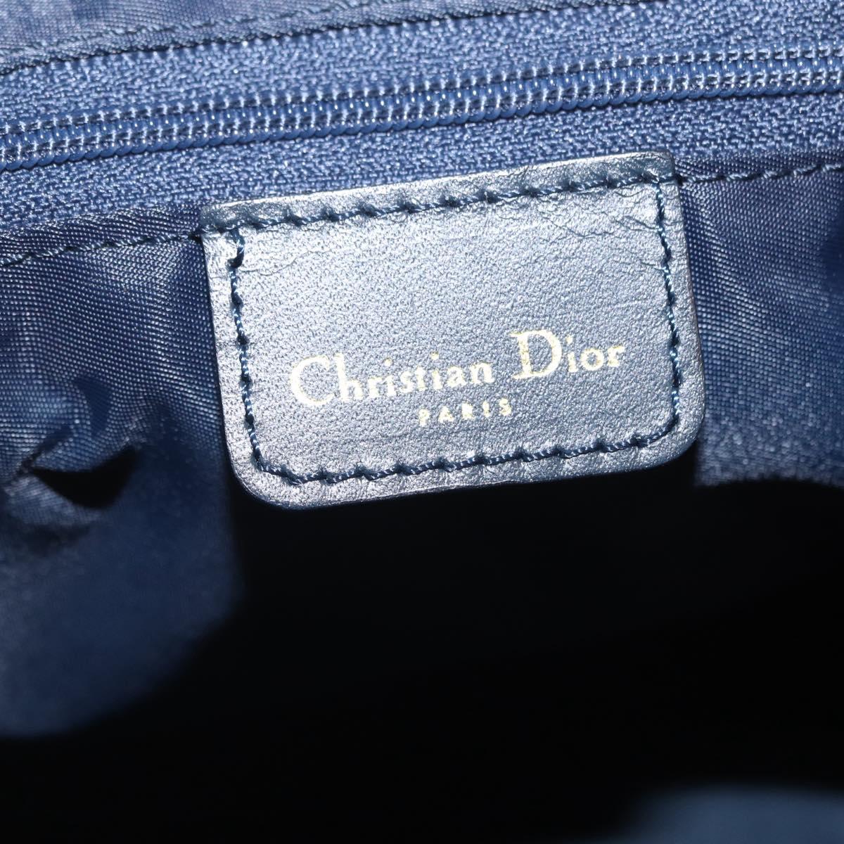 Christian Dior Trotter Canvas Hand Bag Navy Gold Tone Auth SW2879V