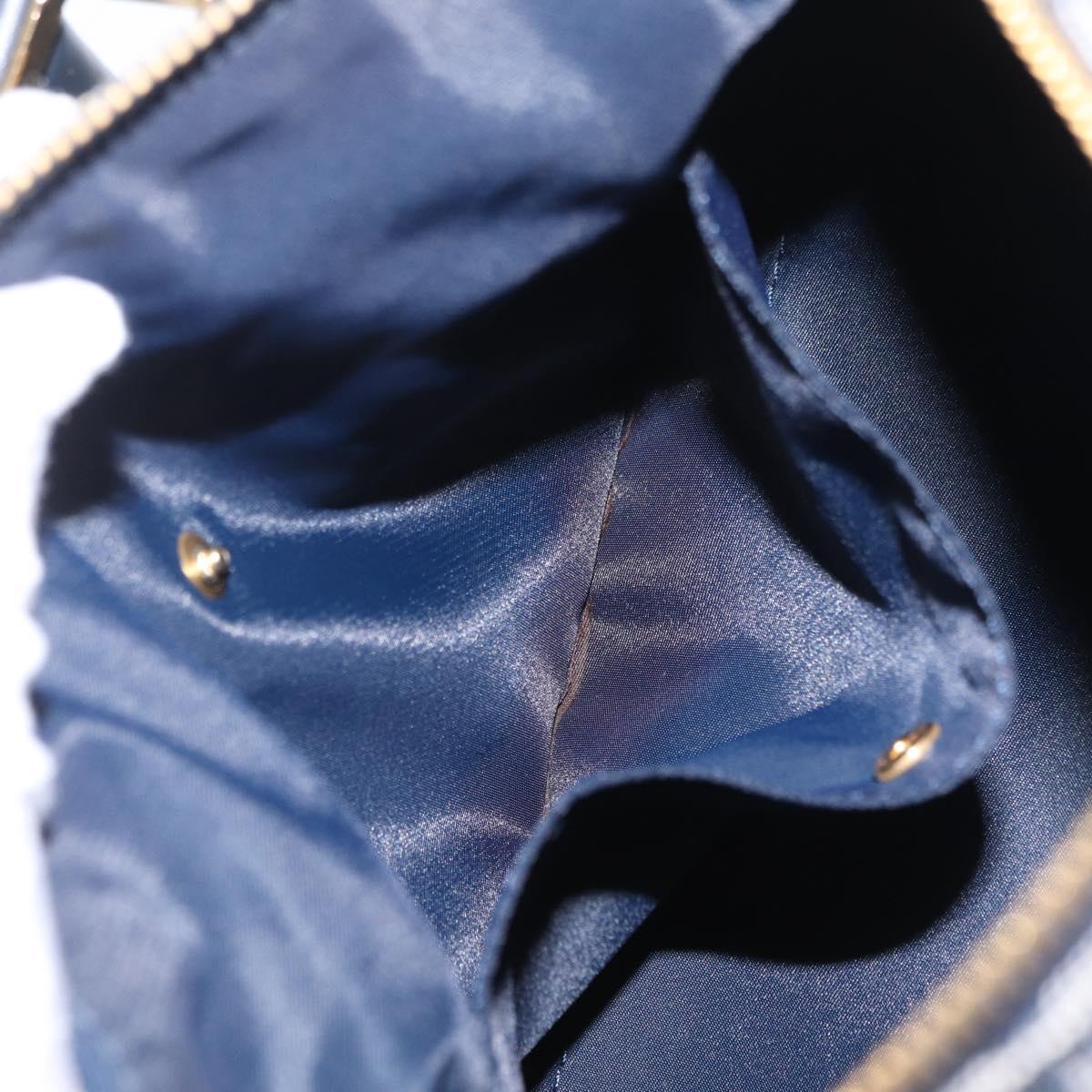 Christian Dior Trotter Canvas Hand Bag Navy Gold Tone Auth SW2879V