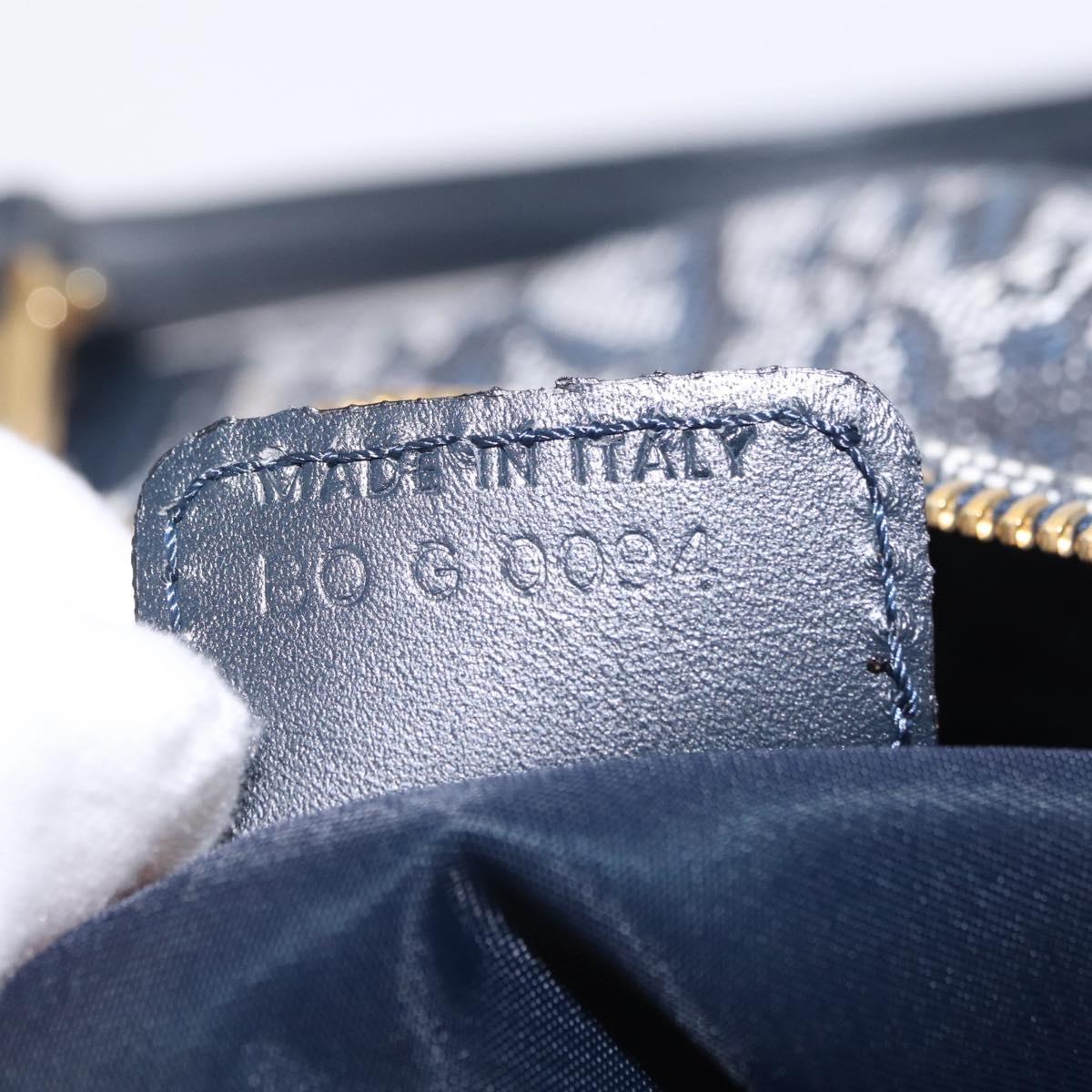 Christian Dior Trotter Canvas Hand Bag Navy Gold Tone Auth SW2879V