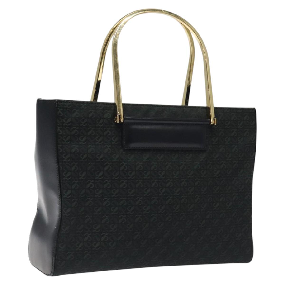 LOEWE Hand Bag Nylon Green Gold Auth sw288