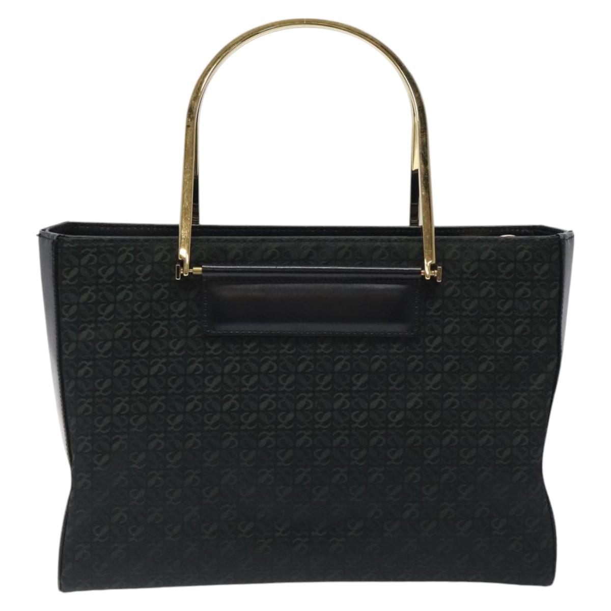 LOEWE Hand Bag Nylon Green Gold Auth sw288