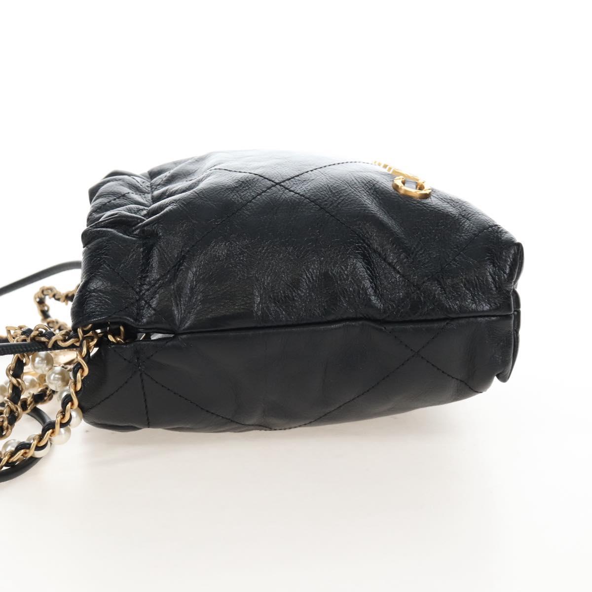 CHANEL Chanel 22 Hand Bag Calf Skin 2way Black Gold Tone CC Auth SW2882SM