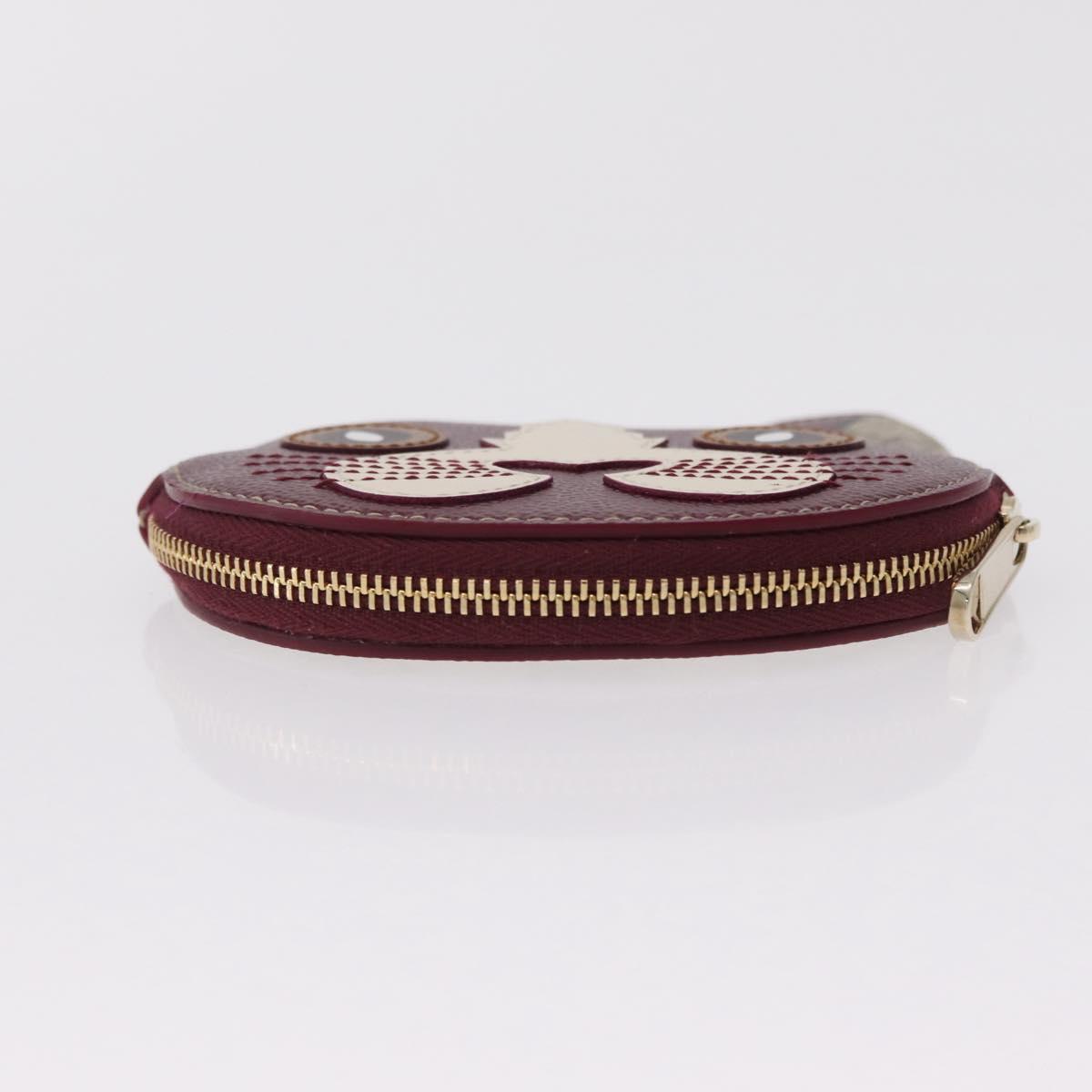 GUCCI GG Supreme Cat Coin Purse PVC Beige Bordeaux Auth SW2883M
