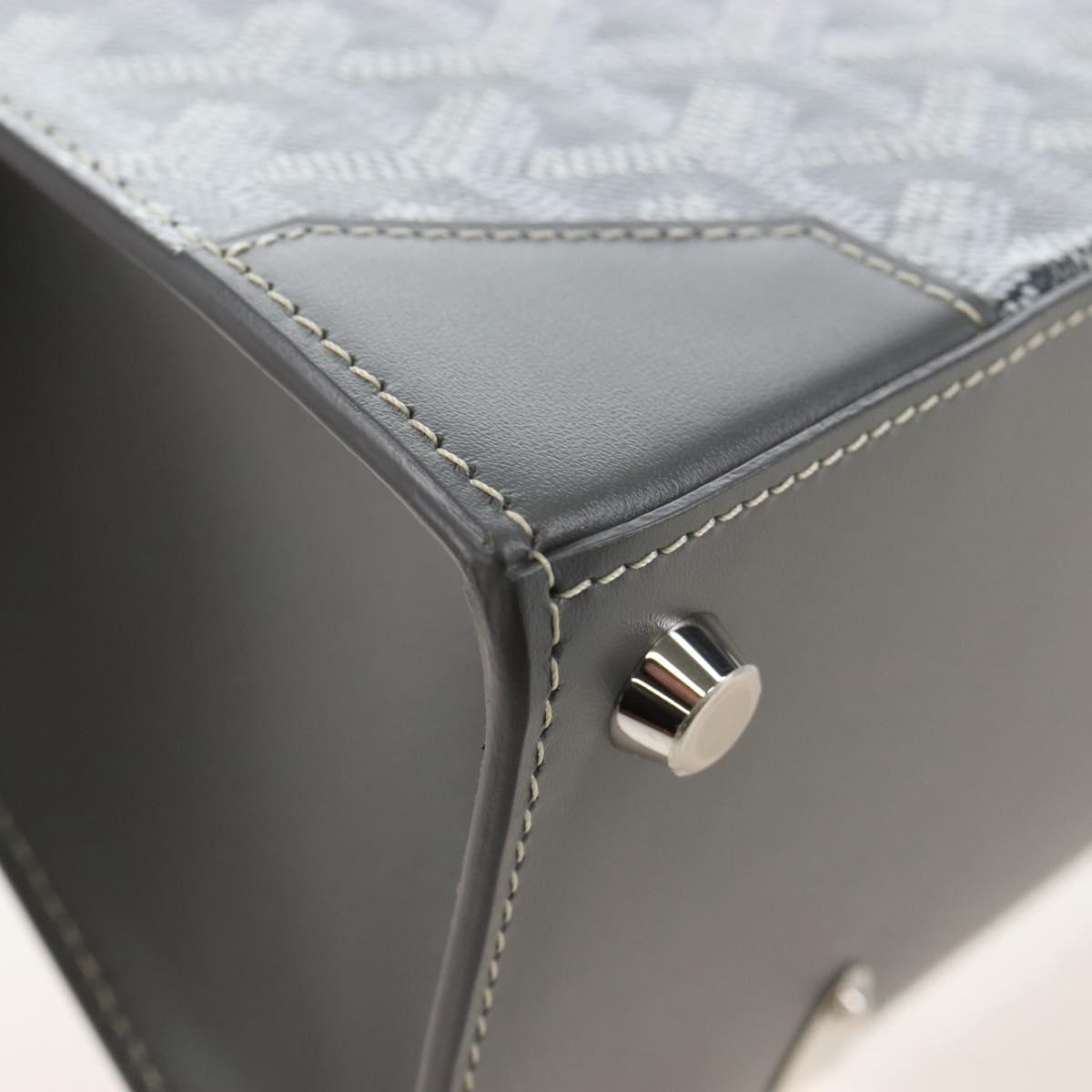 Goyard Herringbone Saigon Mini Hand Bag PVC Leather 2way Gray Auth SW2884SM