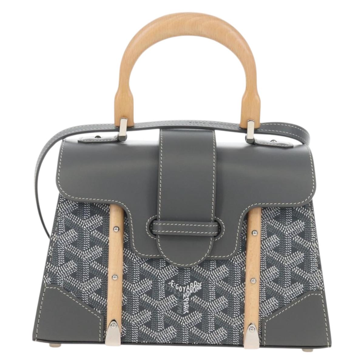 Goyard Herringbone Saigon Mini Hand Bag PVC Leather 2way Gray Auth SW2884SM