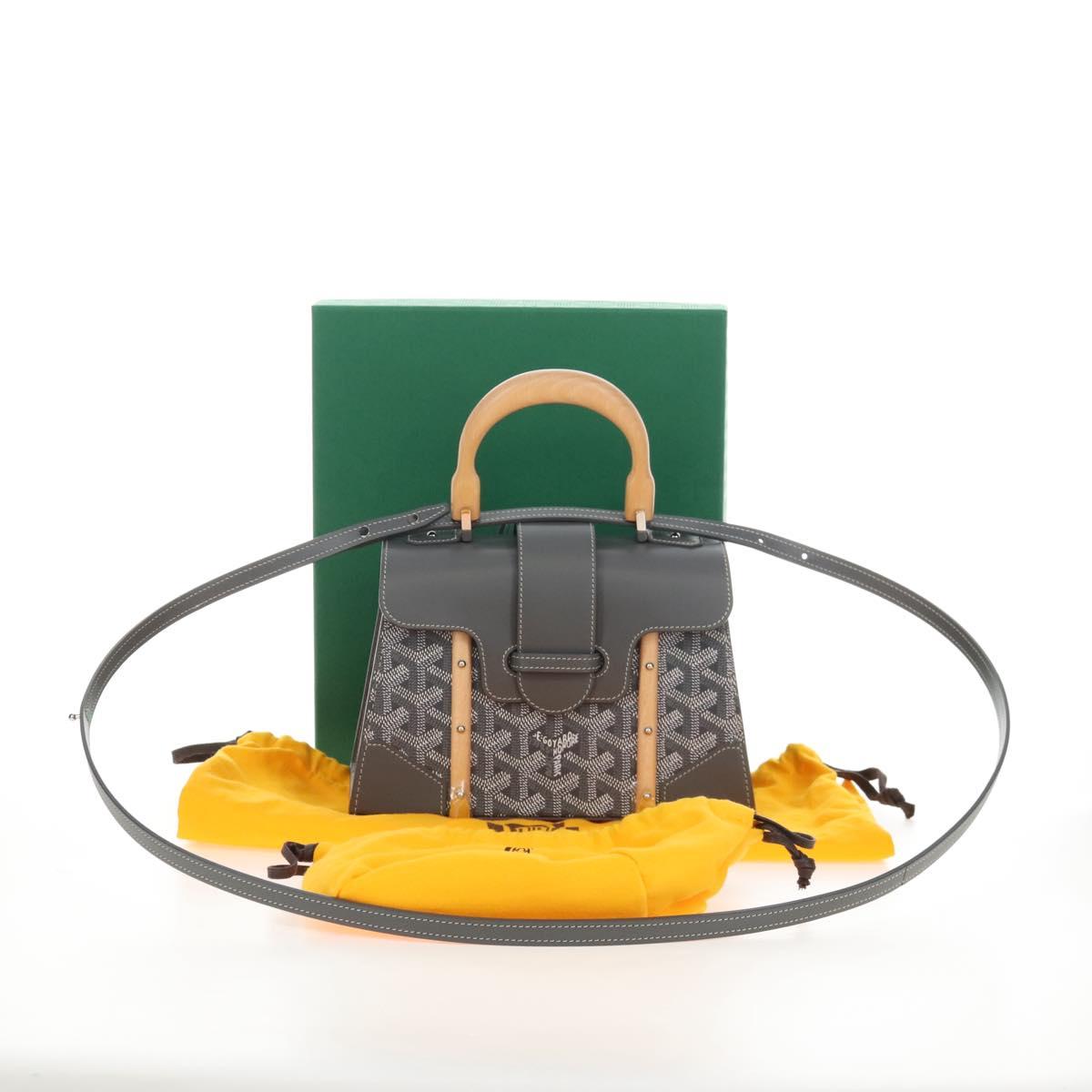 Goyard Herringbone Saigon Mini Hand Bag PVC Leather 2way Gray Auth SW2884SM