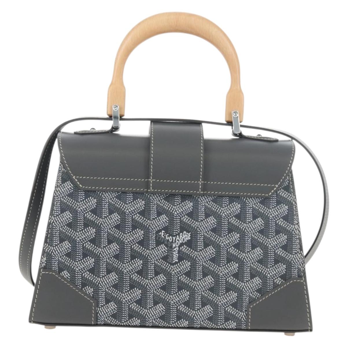 Goyard Herringbone Saigon Mini Hand Bag PVC Leather 2way Gray Auth SW2884SM
