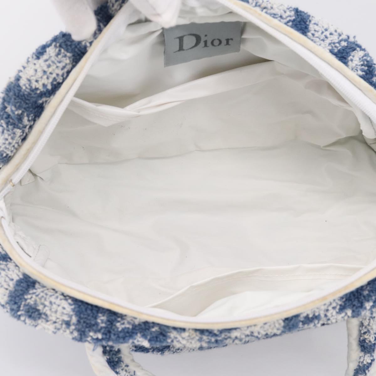 Christian Dior Trotter Canvas Hand Bag Pile Blue White Auth SW2885A