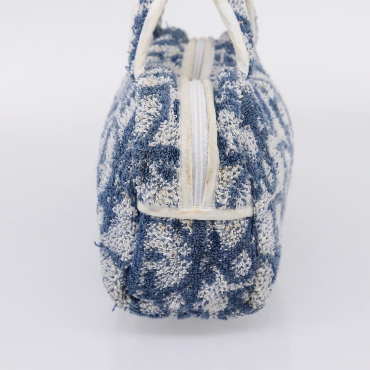 Christian Dior Trotter Canvas Hand Bag Pile Blue White Auth SW2885A