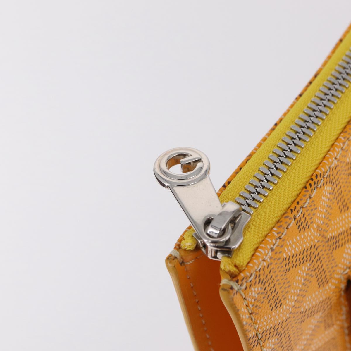 Goyard Herringbone Sorbonne Clutch Bag PVC Leather Yellow Silver Auth SW2886SM