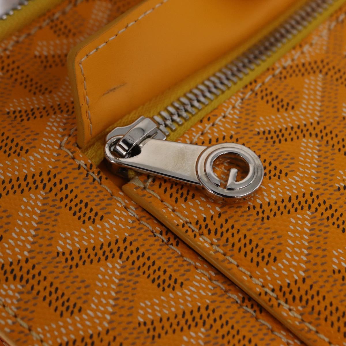 Goyard Herringbone Sorbonne Clutch Bag PVC Leather Yellow Silver Auth SW2886SM