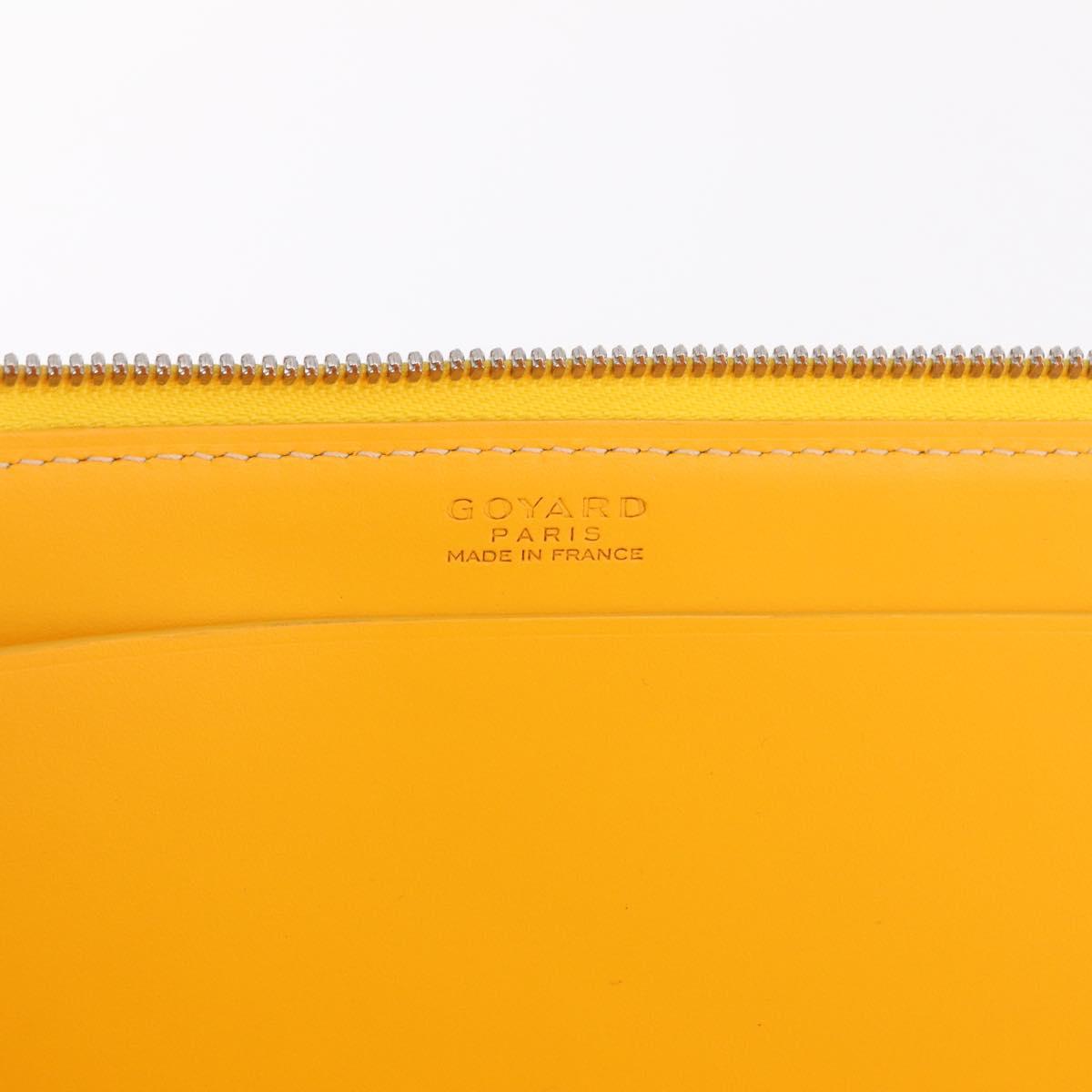 Goyard Herringbone Sorbonne Clutch Bag PVC Leather Yellow Silver Auth SW2886SM