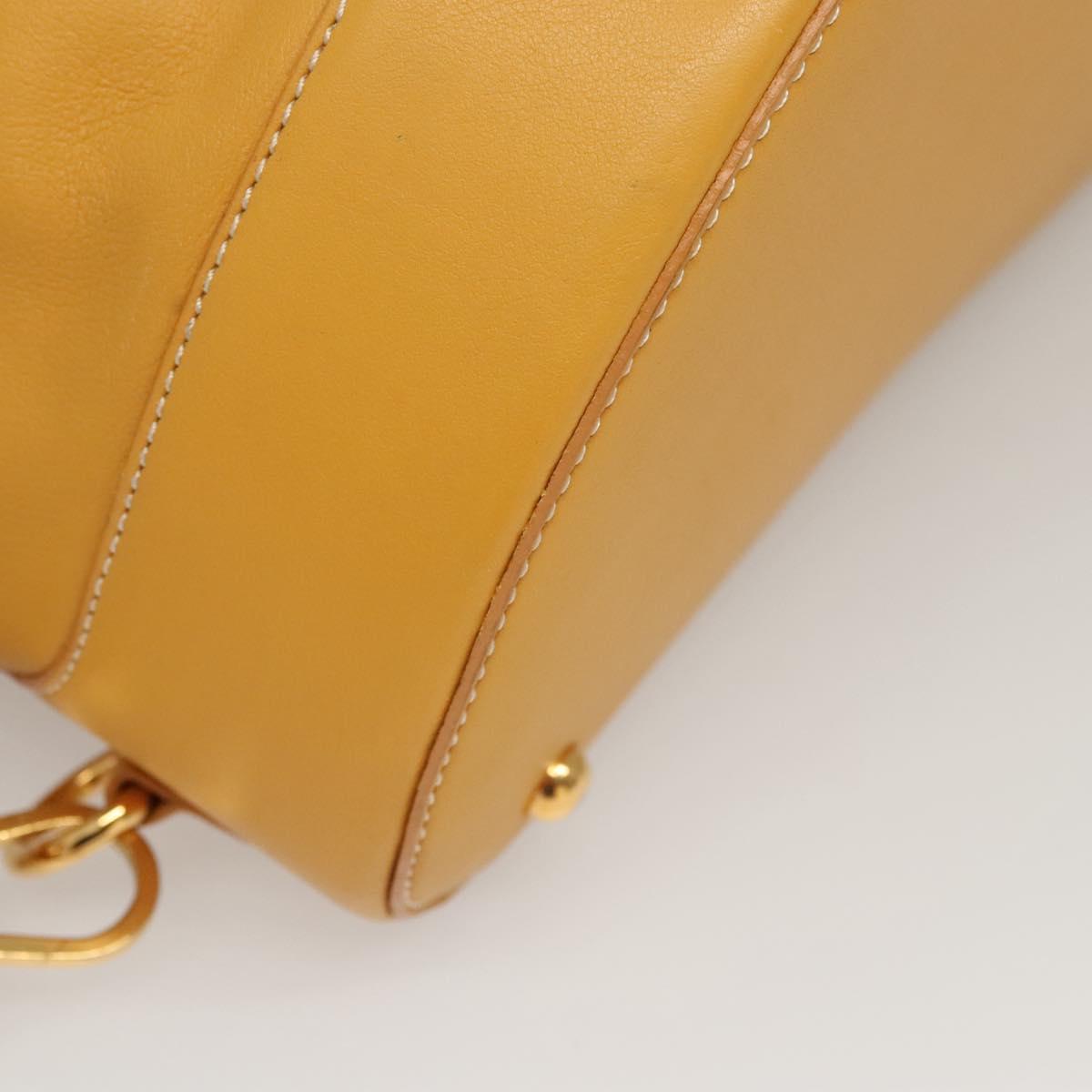 LOEWE Anagram Shoulder Bag Leather Yellow Gold Auth sw289