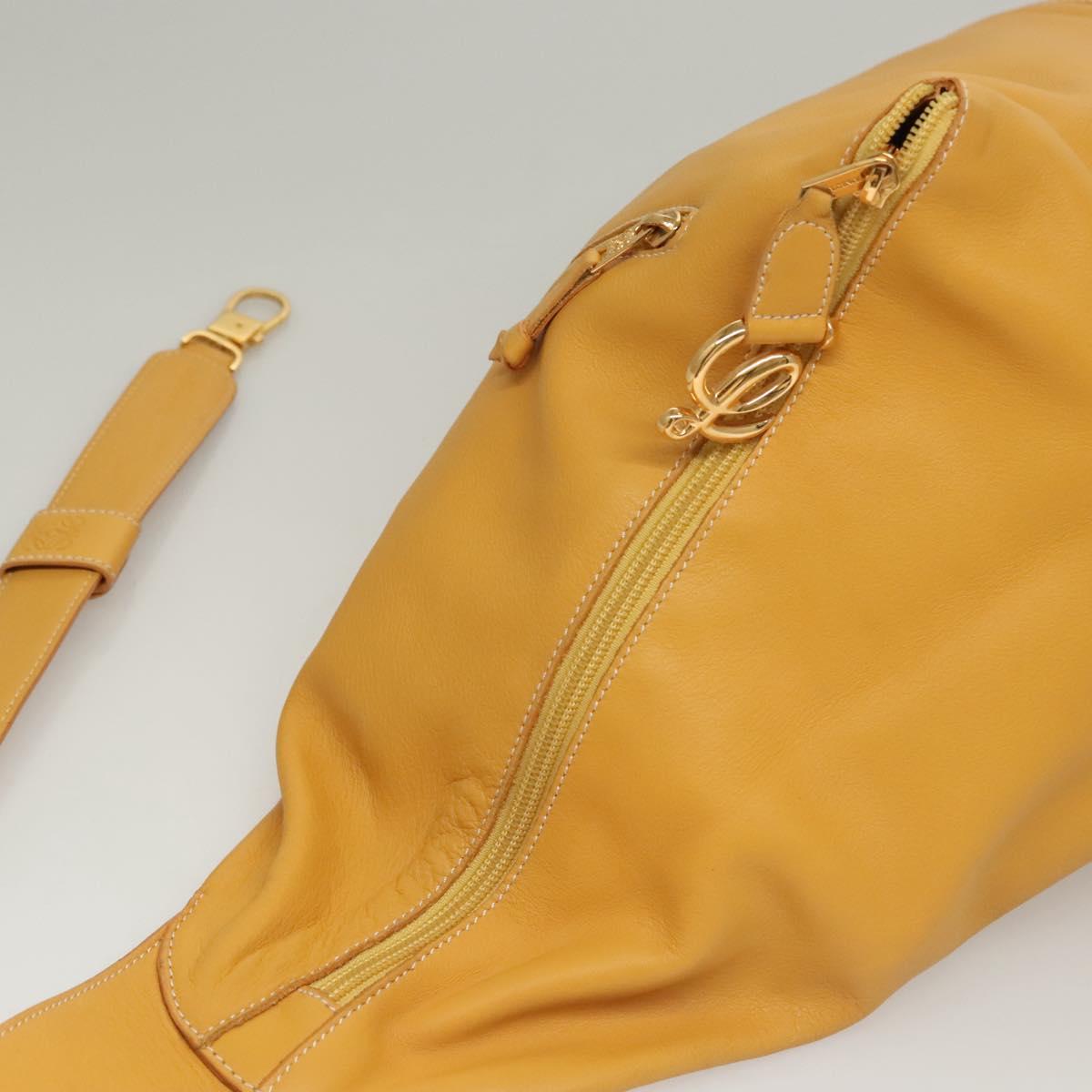 LOEWE Anagram Shoulder Bag Leather Yellow Gold Auth sw289