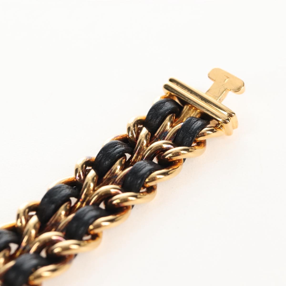CHANEL Premiere Watches Metal Gold Tone Black CC Auth SW2894SAM
