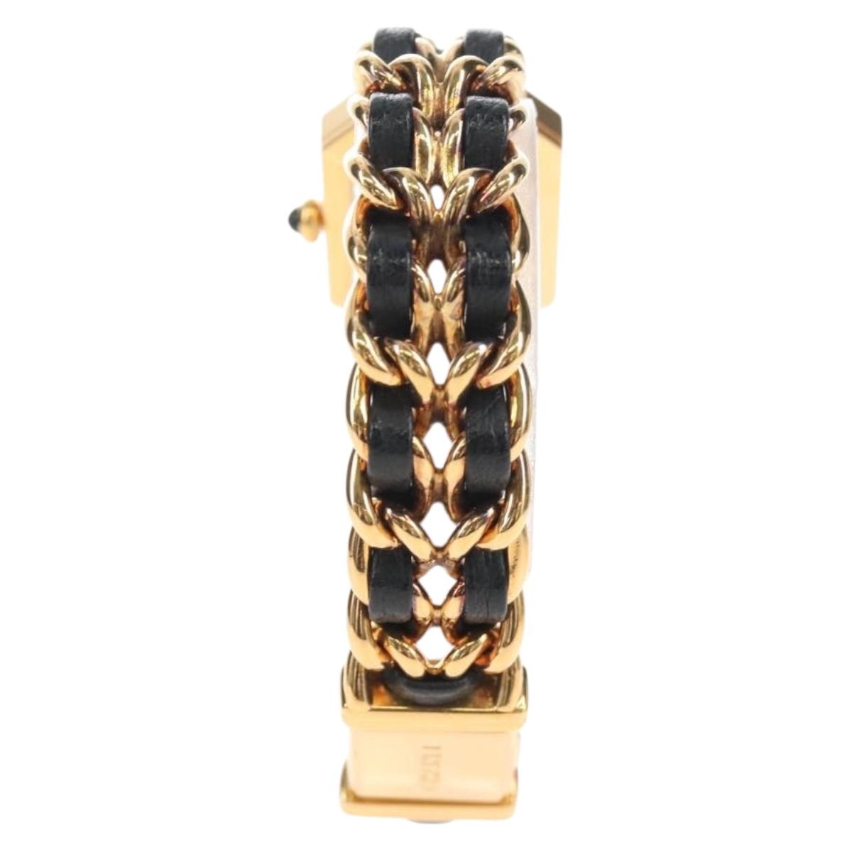 CHANEL Premiere Watches Metal Gold Tone Black CC Auth SW2894SAM