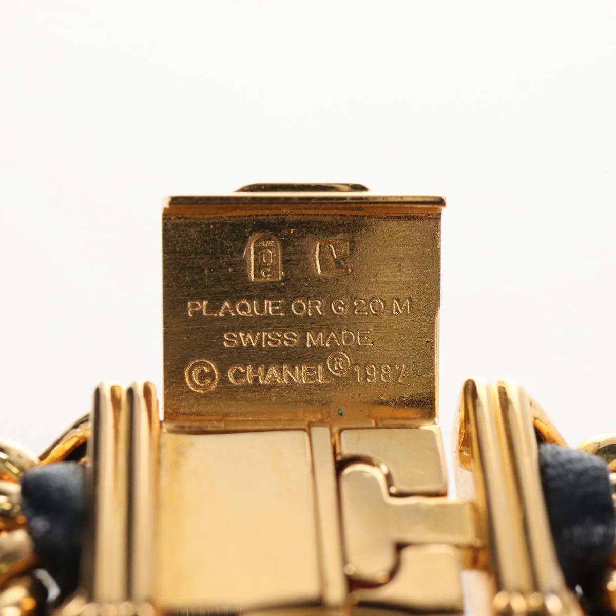CHANEL Premiere Watches Metal Gold Tone Black CC Auth SW2895SAM