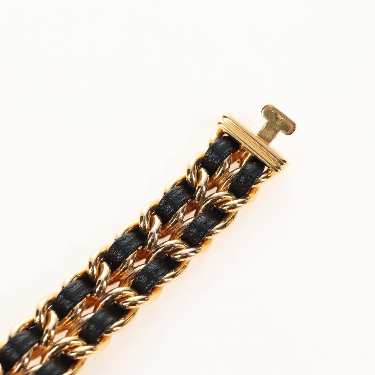 CHANEL Premiere Watches Metal Gold Tone Black CC Auth SW2895SAM