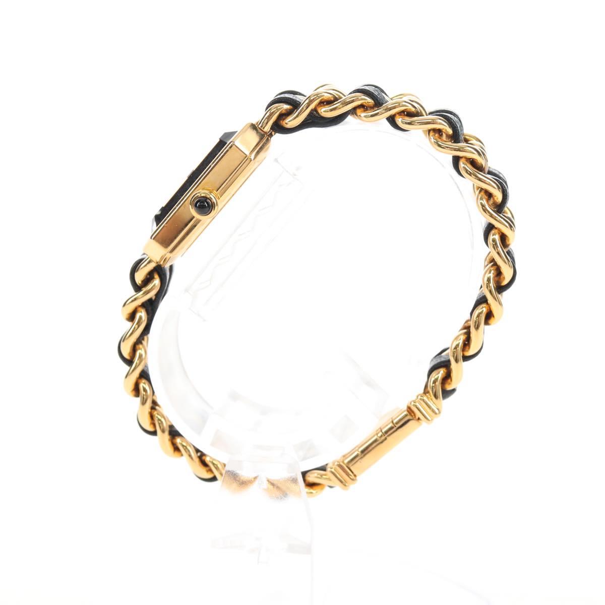 CHANEL Premiere Watches Metal Gold Tone Black CC Auth SW2895SAM
