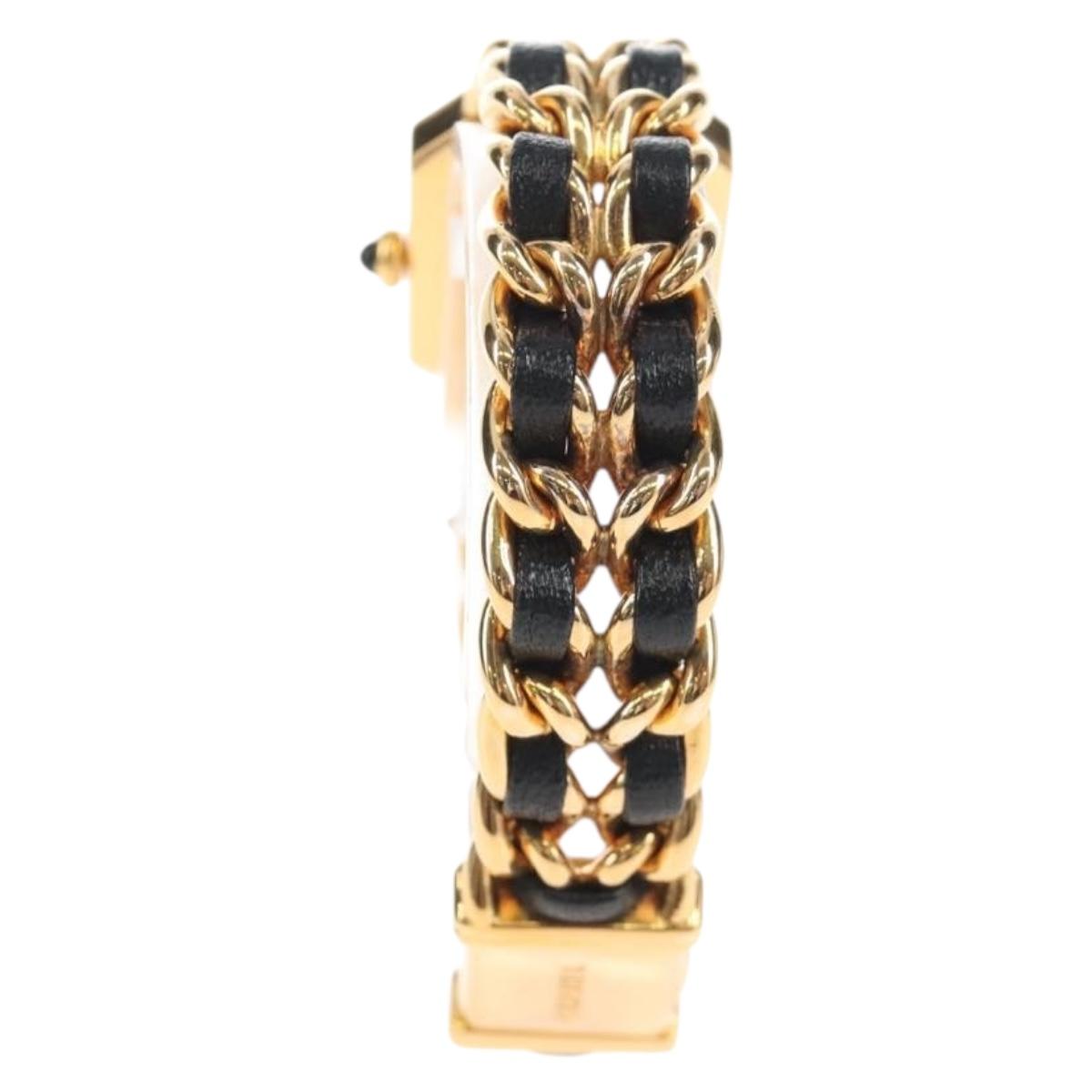 CHANEL Premiere Watches Metal Gold Tone Black CC Auth SW2895SAM