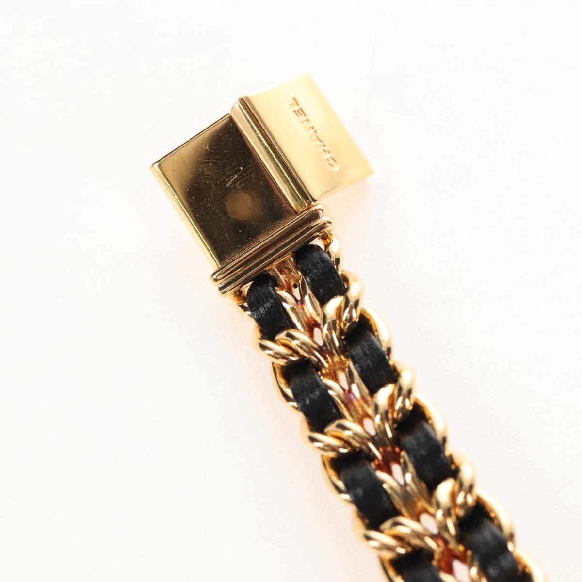 CHANEL Premiere Watches Metal Gold Tone Black CC Auth SW2896SAM