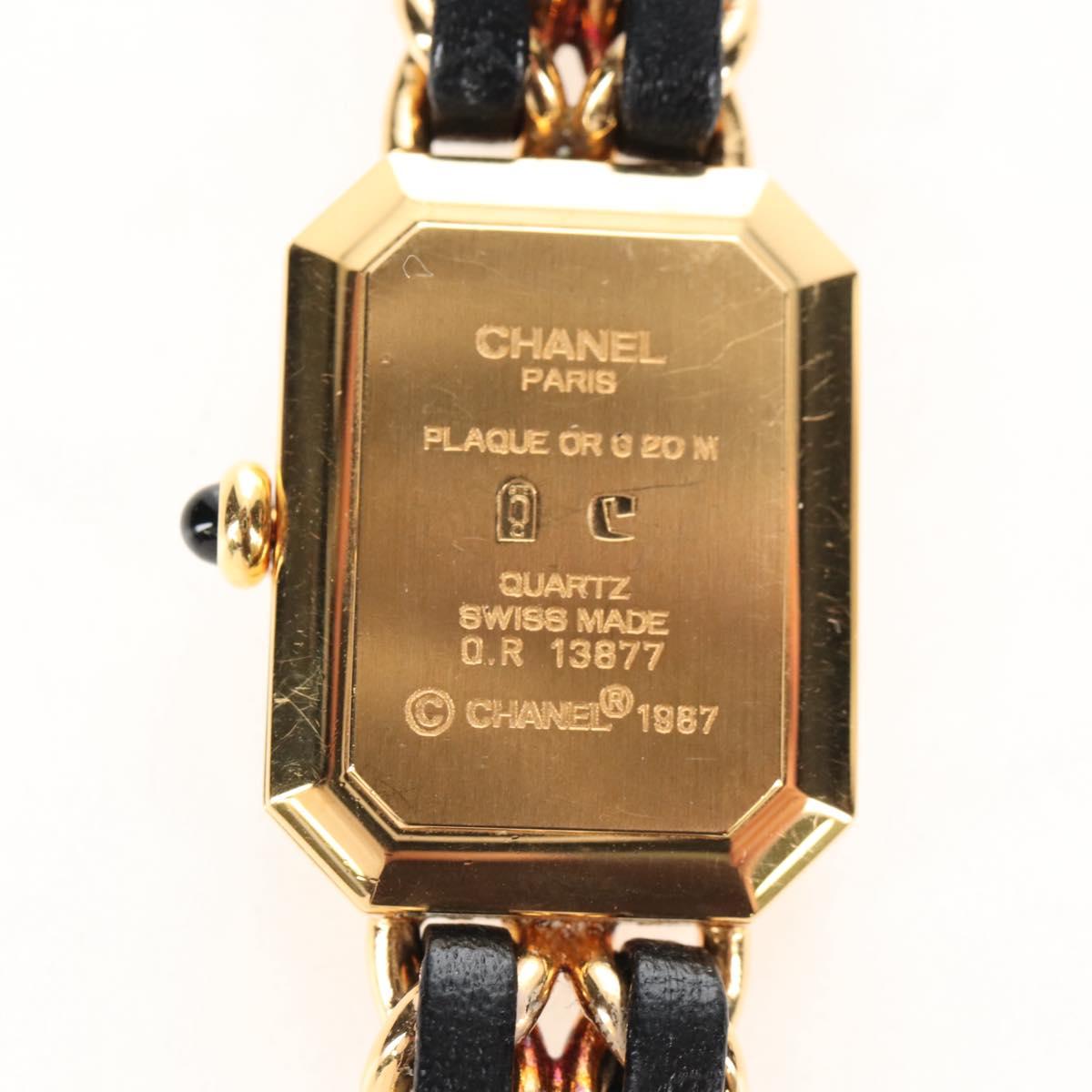 CHANEL Premiere Watches Metal Gold Tone Black CC Auth SW2896SAM